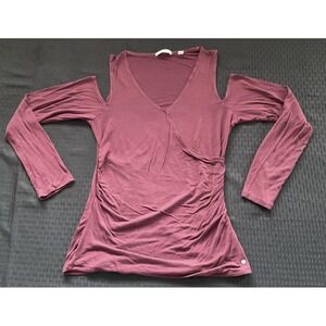 Abercrombie & Fitch Shirt Womens Medium Burgundy Cold Shoulder Long Sleeve